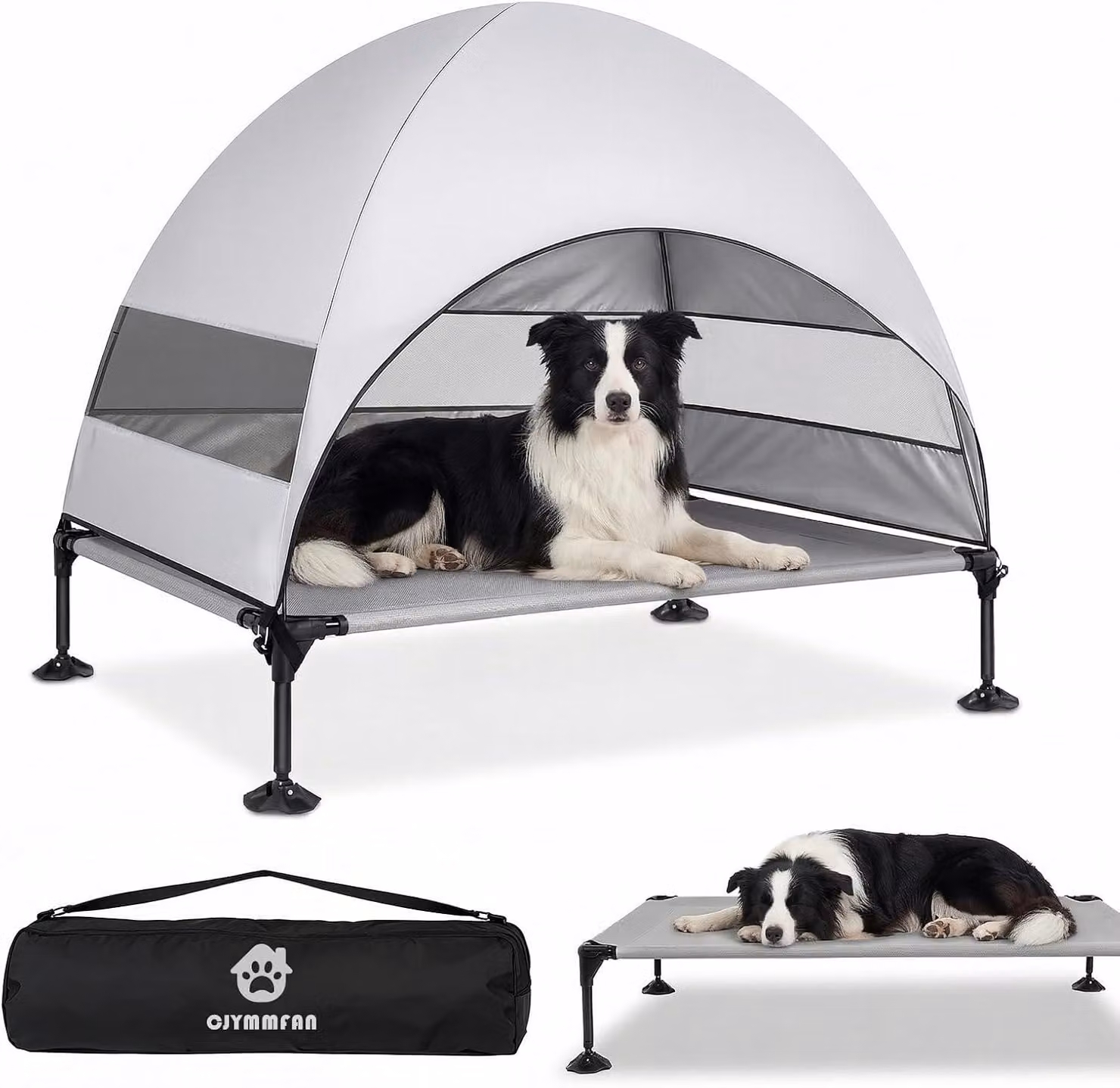 Cuccia rialzata per cani con tetto pieghevole, piedini antiscivolo, di grandi dimensioni, ideale per l'esterno