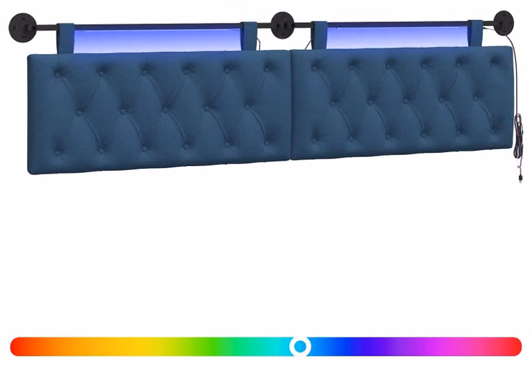 Testiera sospesa Con luce LED Blu Tessuto