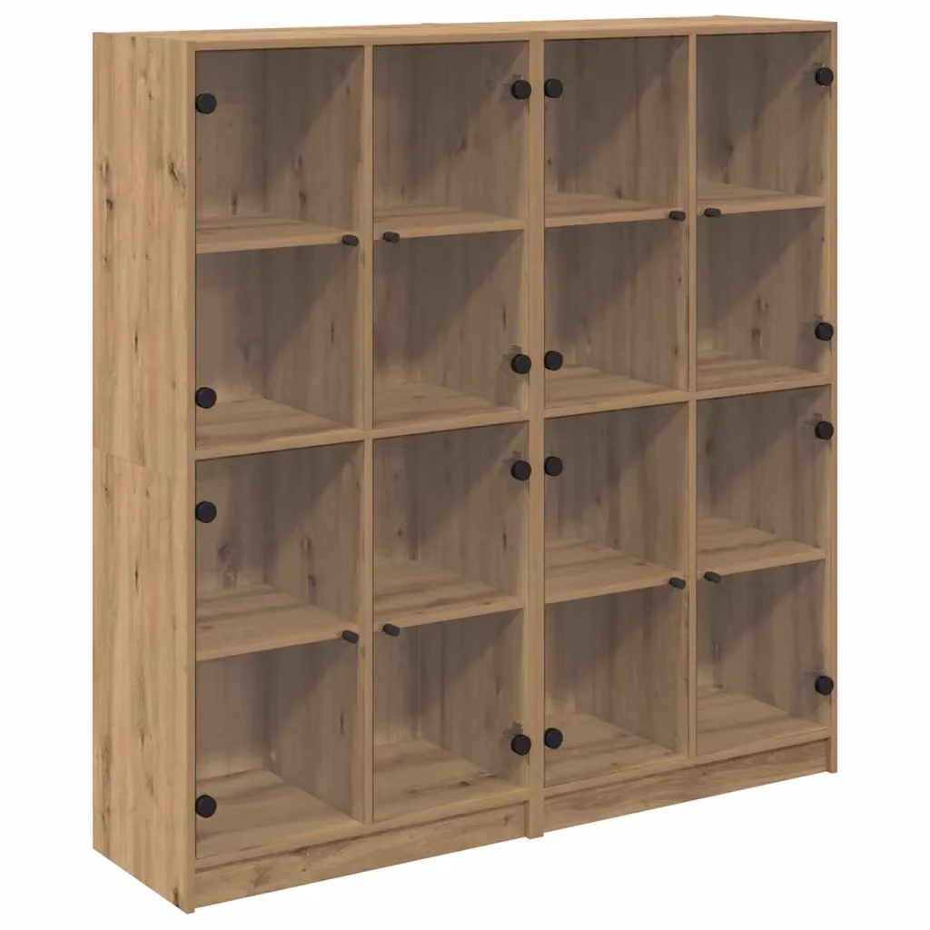 vidaXL Credenza Moderna in Rovere con Ante in Vetro e Ripiani Interni, L/P/H: 68 x 37 x 142 cm – 2