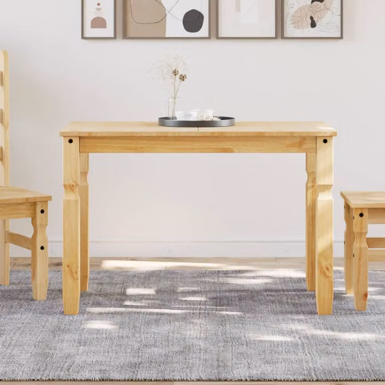 vidaXL Tavolo da Pranzo Corona in Legno Massello di Pino Marrone, L/P/H: 112 x 60 x 75 cm