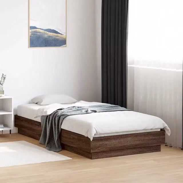 Struttura Letto Design Mania in Rovere Marrone con Doghe Fisse in Legno L/P/H: 190 x 90 x 23 cm