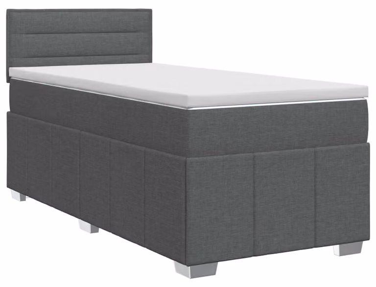 vidaXL Letto a molle con materasso grigio scuro 90 x 190 cm in tessuto