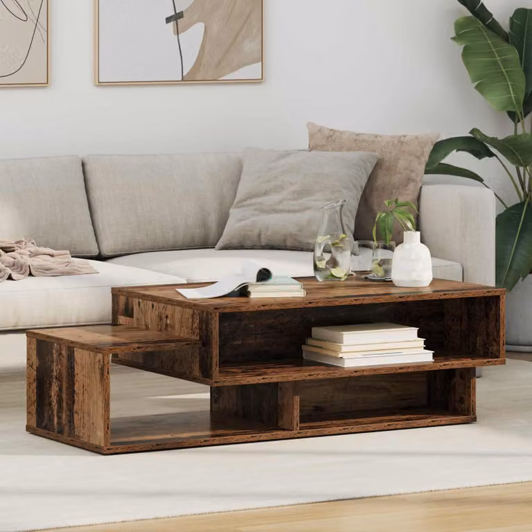 vidaXL Tavolino da salotto in legno effetto vecchio marrone L: 105 cm, P: 50 cm, H: 32,5 cm