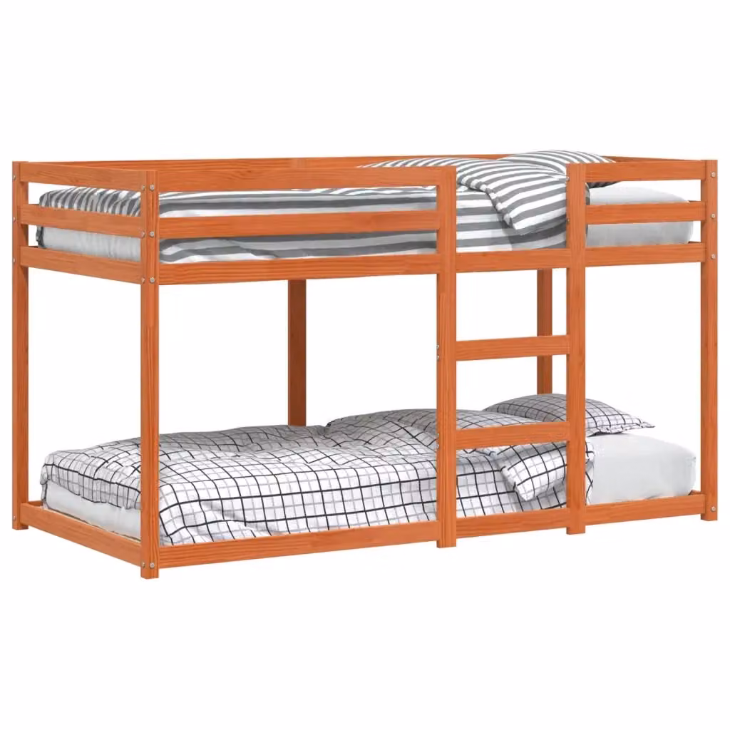 Letto a castello per bambini vidaXL in legno di pino color marrone cera L/P/H: 195.5 x 90 x 120 cm – 2