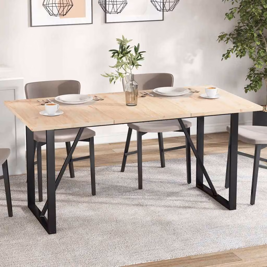Set di 3 piani per tavolo rettangolari vidaXL in legno massello di pino marrone, L 80 cm x P 53 cm x H 2,5 cm