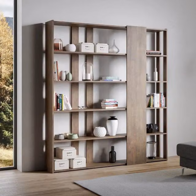 Composizione Libreria D Kato 6R 2 fianchi 4 fasce lunghe - Noce