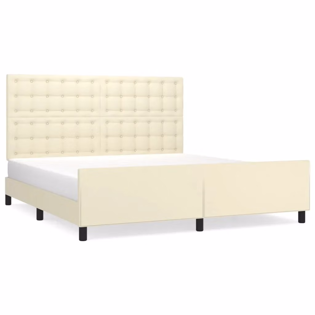 Giroletto con Testiera vidaXL in Similpelle Beige L/P/H: 160 x 200 x 128 cm – 2