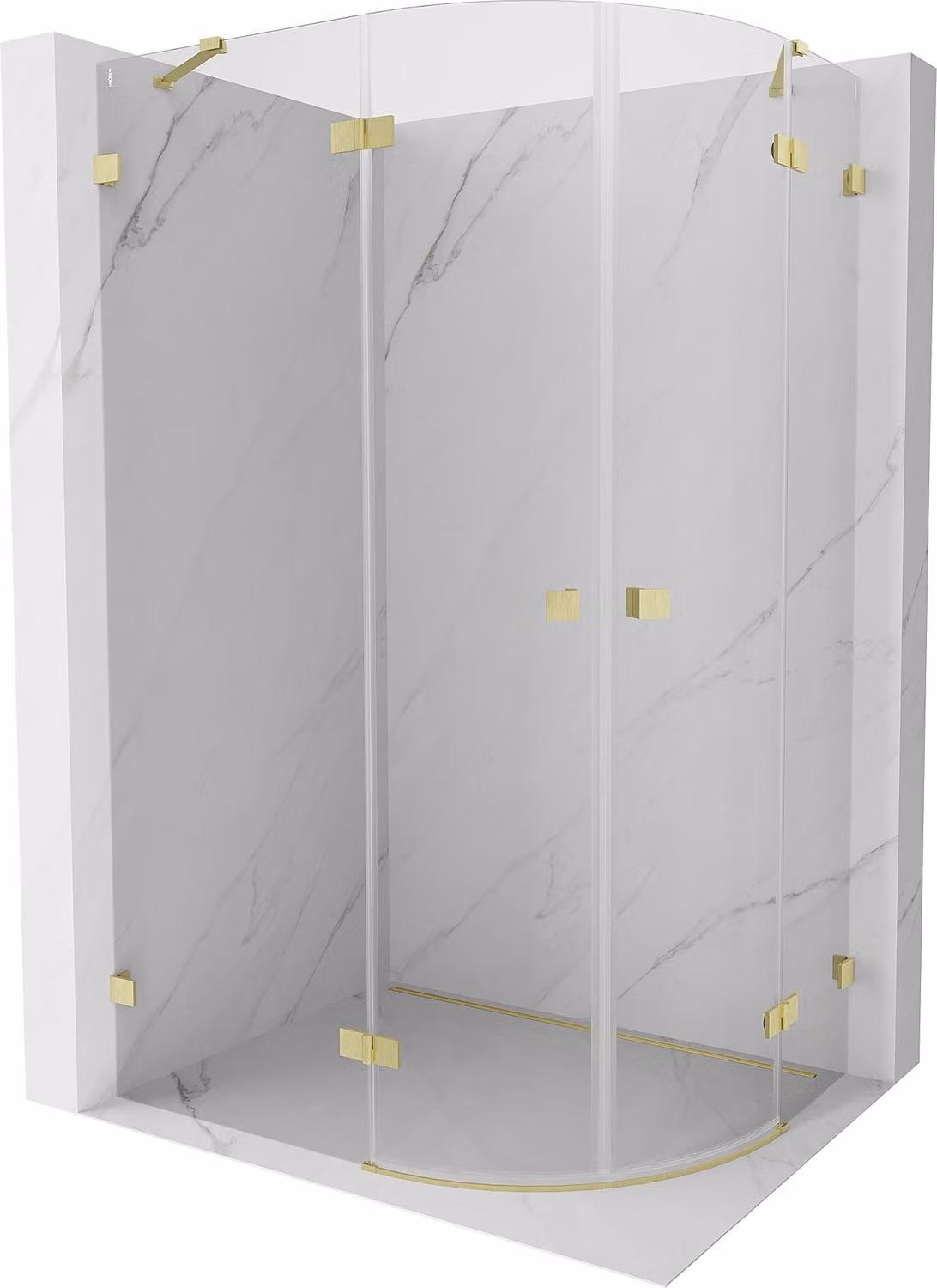 Mexen Lunar cabina doccia semicircolare a battente sinistra 100 x 90 cm, trasparente, oro spazzolato - 833-100L-090P-55-00