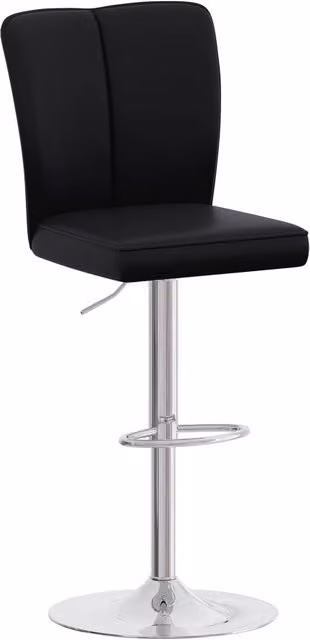 Set di 2 sgabelli da bar regolabili 63-85 cm in similpelle nera e metallo argento girevoli