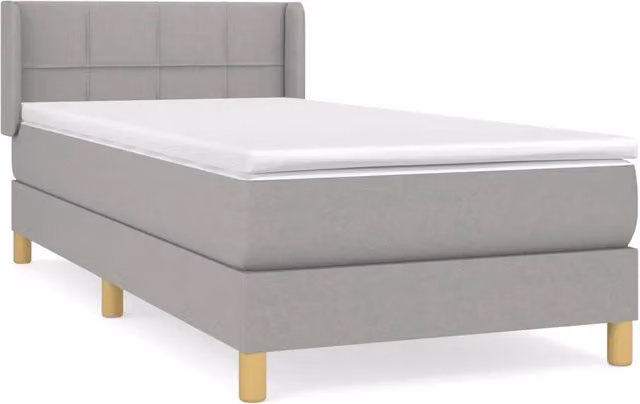 Letto singolo | Letto per adulti | Giroletto a Molle con Materasso Grigio Chiaro 90x200 cm Tessuto
