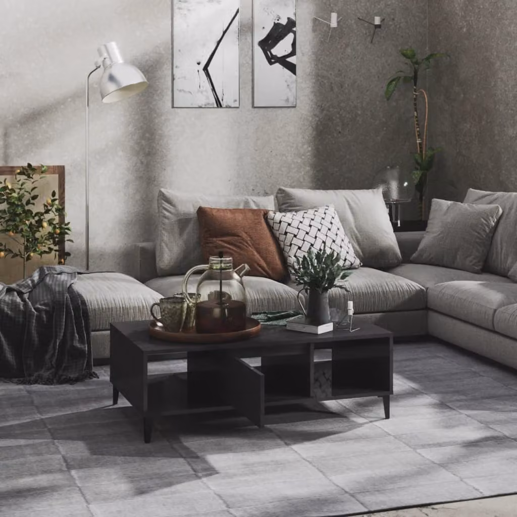 vidaXL Tavolino grigio lucido 103,5x60x35 cm Materiale a base di legno - Tavolino - Tavolini - Tavolini - Tavoli da caffè
