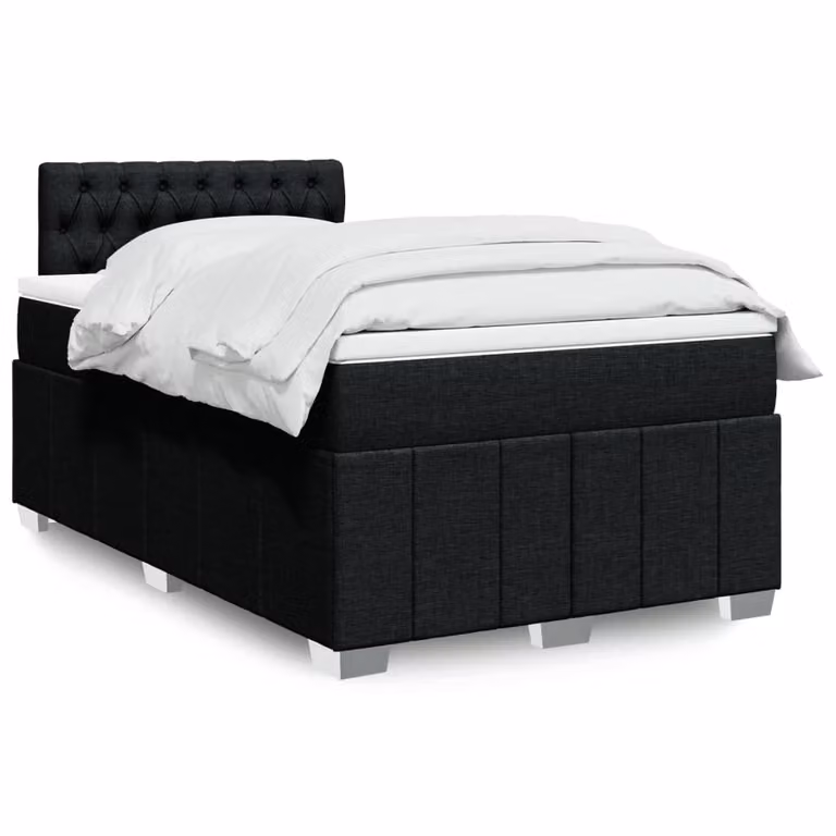 vidaXL Giroletto a Molle con Materasso Ibrido in Tessuto Nero e Bianco, L/P/H: 120 x 190 x 100,5 cm
