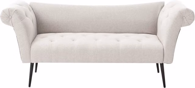 Chaise Longue in tessuto beige chiaro e Gambe con gambe in metallo dorato