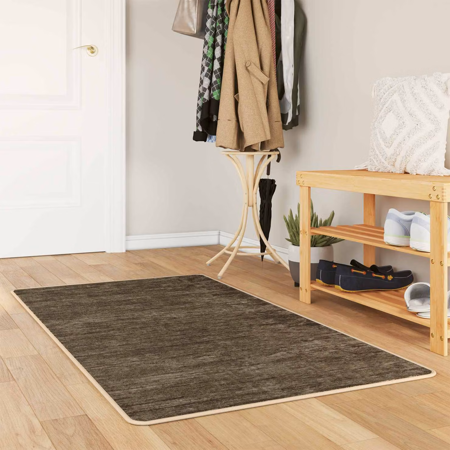 Tappeto Runner vidaXL MARSA moderno in poliestere, design astratto, antiscivolo e lavabile, Verde Foresta, L: 100 cm x P: 150 cm