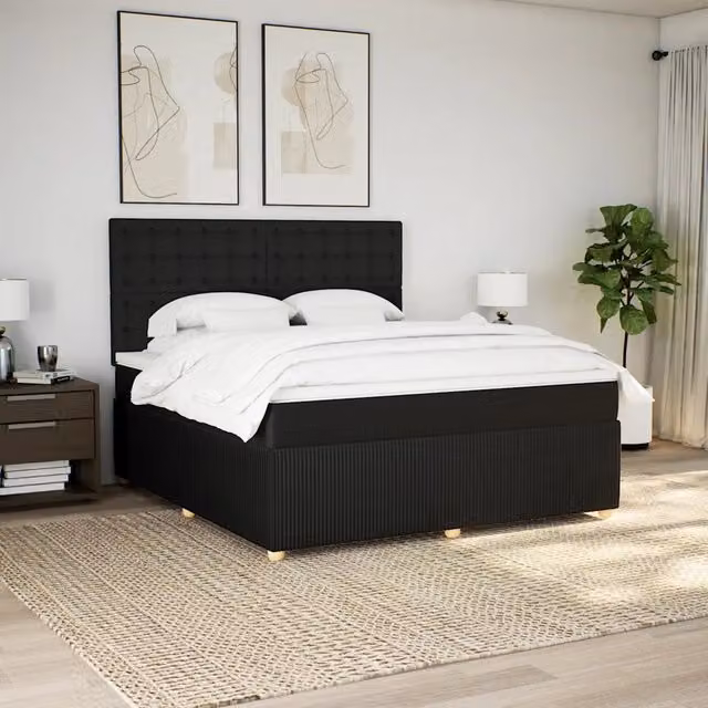 Letto moderno vidaXL con materasso ibrido a molle e schiuma, colore nero e bianco, L/P: 180 x 200 cm – 1