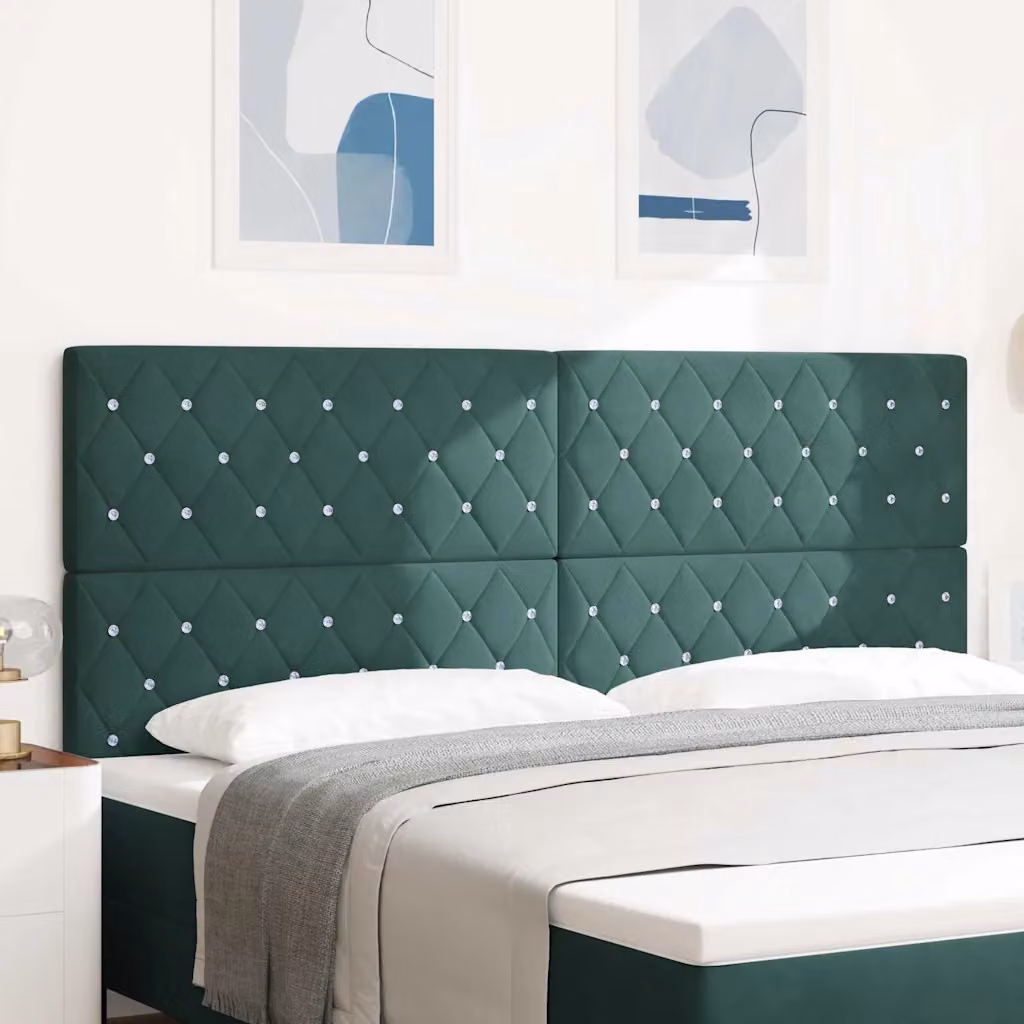 Testiera per letto con illuminazione LED vidaXL in velluto verde scuro, Larghezza: 200 cm