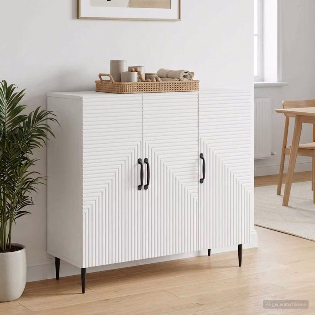 Credenza moderna vidaXL in legno ingegnerizzato bianco L: 89 cm, P: 34,5 cm, H: 80 cm