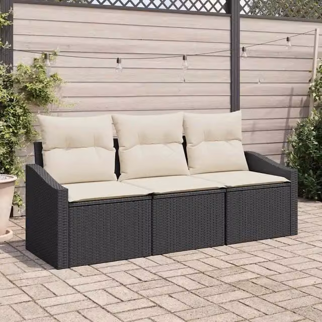 Set di divani 3 pz Nero polyrattan 3346577