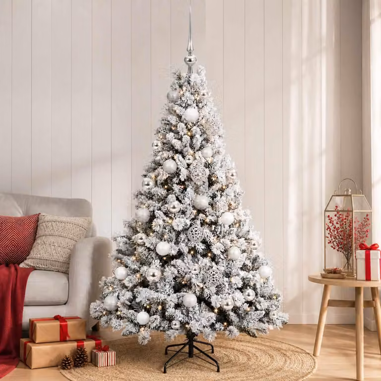 Albero di Natale artificiale con decorazioni a sfera, altezza 120 cm, 150 luci LED