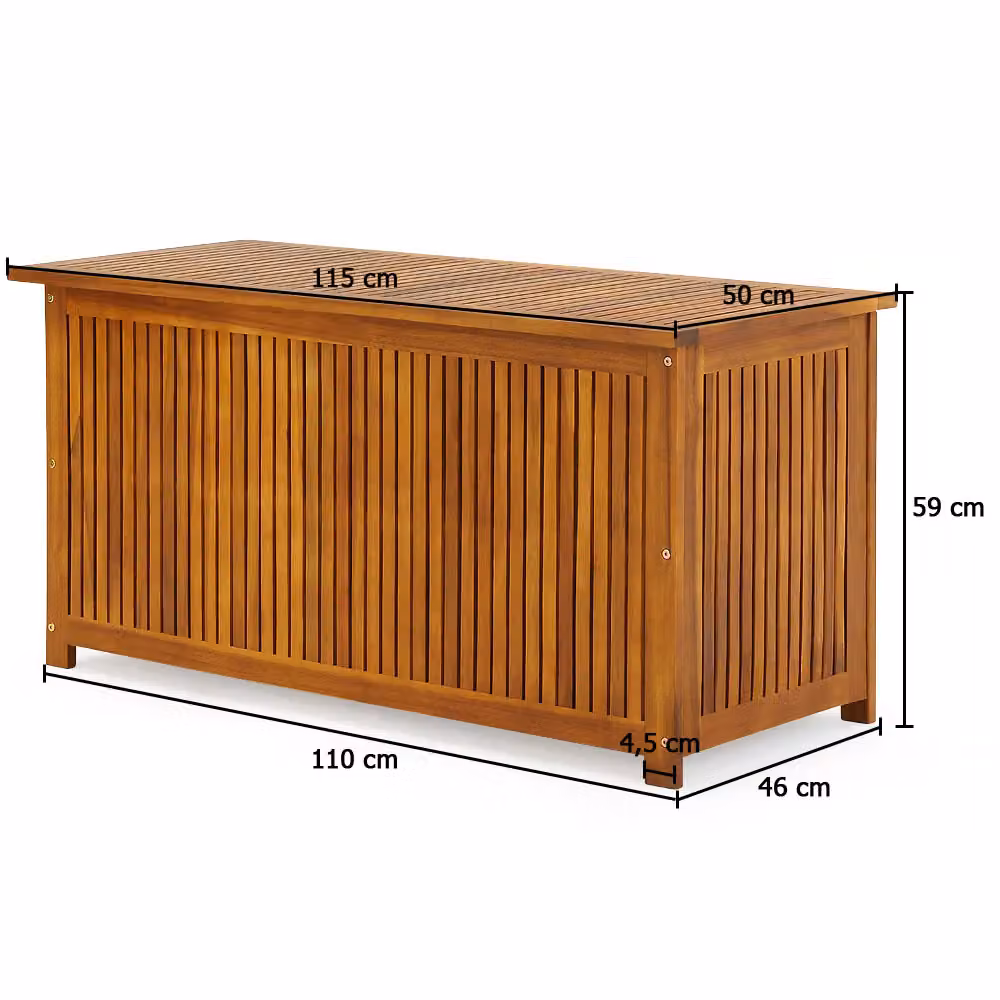 Baule da giardino in legno di acacia oliato Casaria L: 115 cm, P: 50 cm, H: 59 cm – 3
