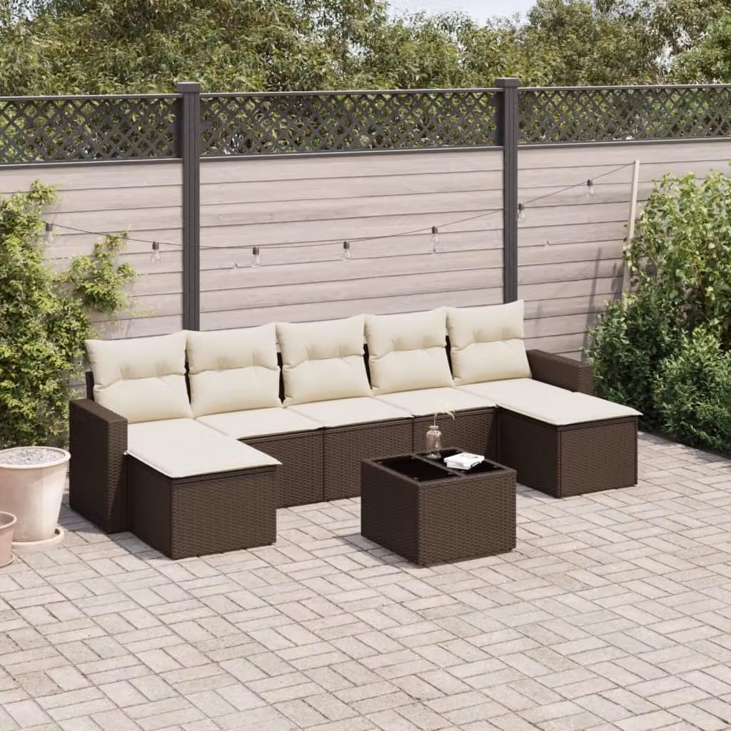 Maison Exclusive - Set Divani da Giardino 8 pz con Cuscini Marrone in Polyrattan