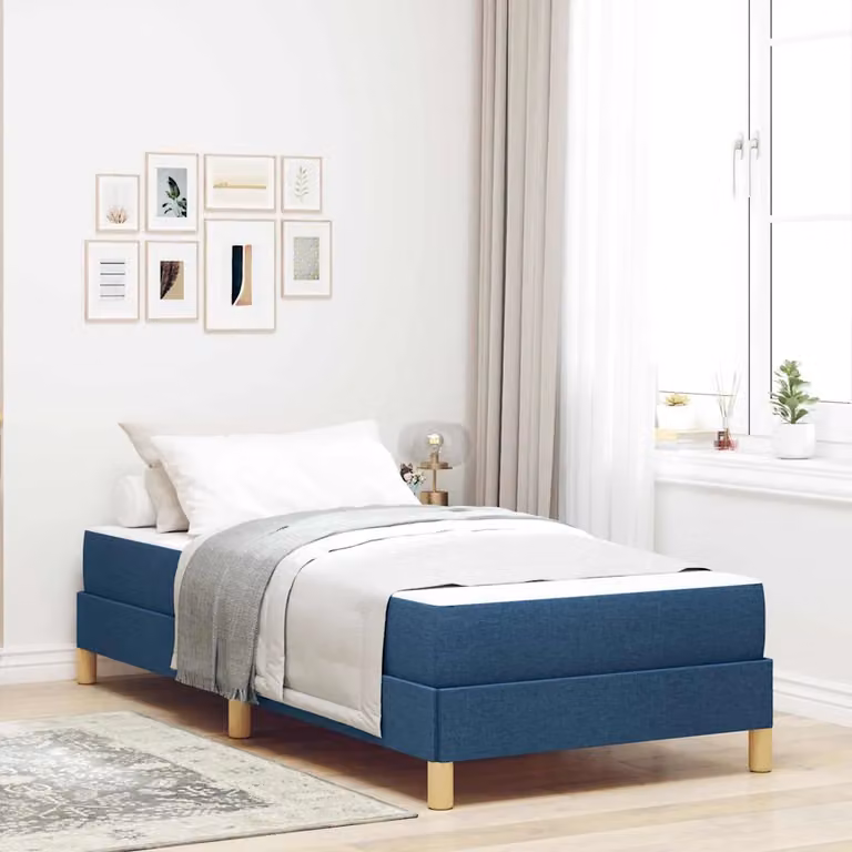 Letto a molle con materasso vidaXL in tessuto blu L 90 cm x P 200 cm