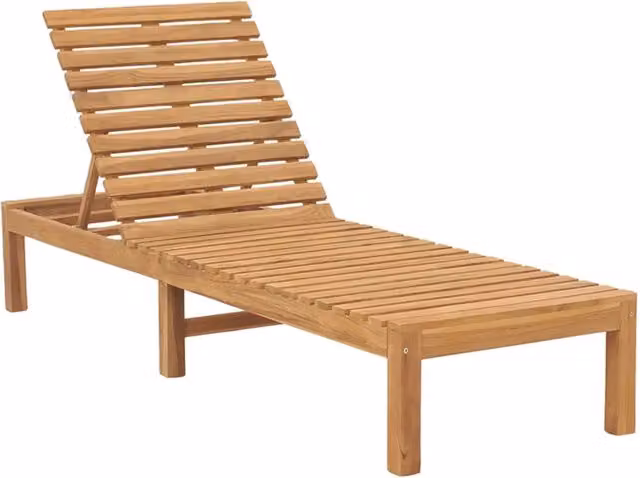 Set di 2 lettini prendisole vidaXL in legno di teak marrone con poggiatesta regolabile
