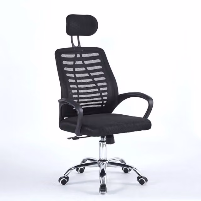 Poltrona ufficio ergonomica Colin Effezeta Italia in tessuto e mesh nero con base cromata L/P/H: 46 x 62 x 107 cm