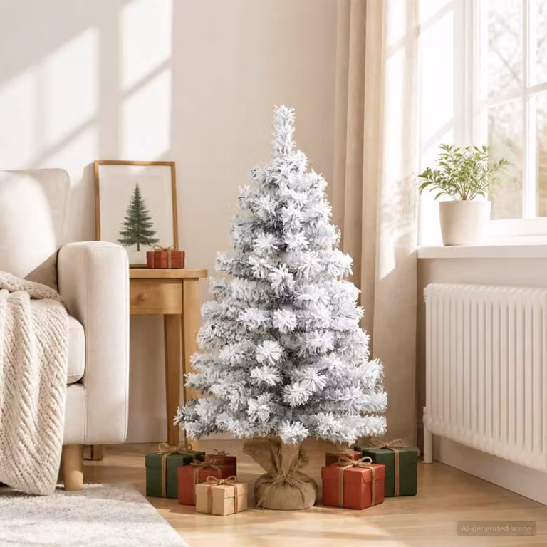vidaXL Mini albero di Natale innevato 90 cm PVC Verde e Bianco