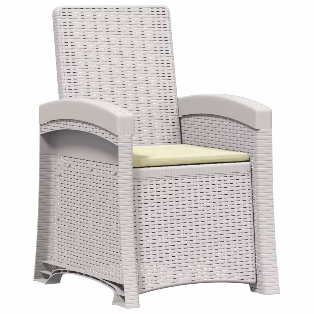 Sedia da giardino reclinabile vidaXL in effetto rattan Bianco e Beige – 2