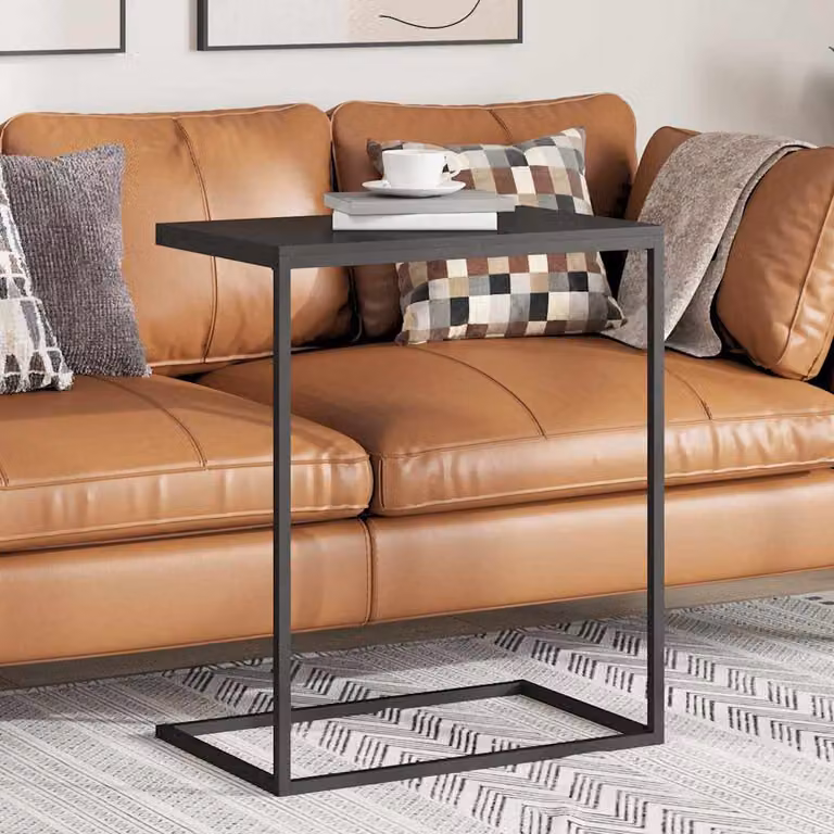 vidaXL Tavolino da Salotto Moderno Nero in Legno e Metallo L: 55 cm, P: 35 cm, H: 66 cm