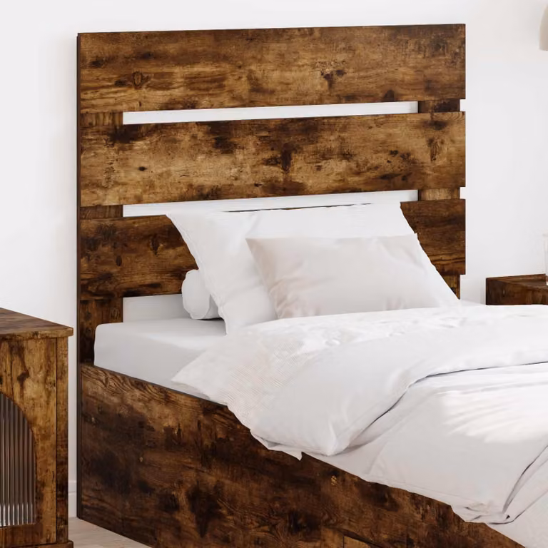 Testiera per letto moderna vidaXL in legno ingegnerizzato rovere fumé marrone