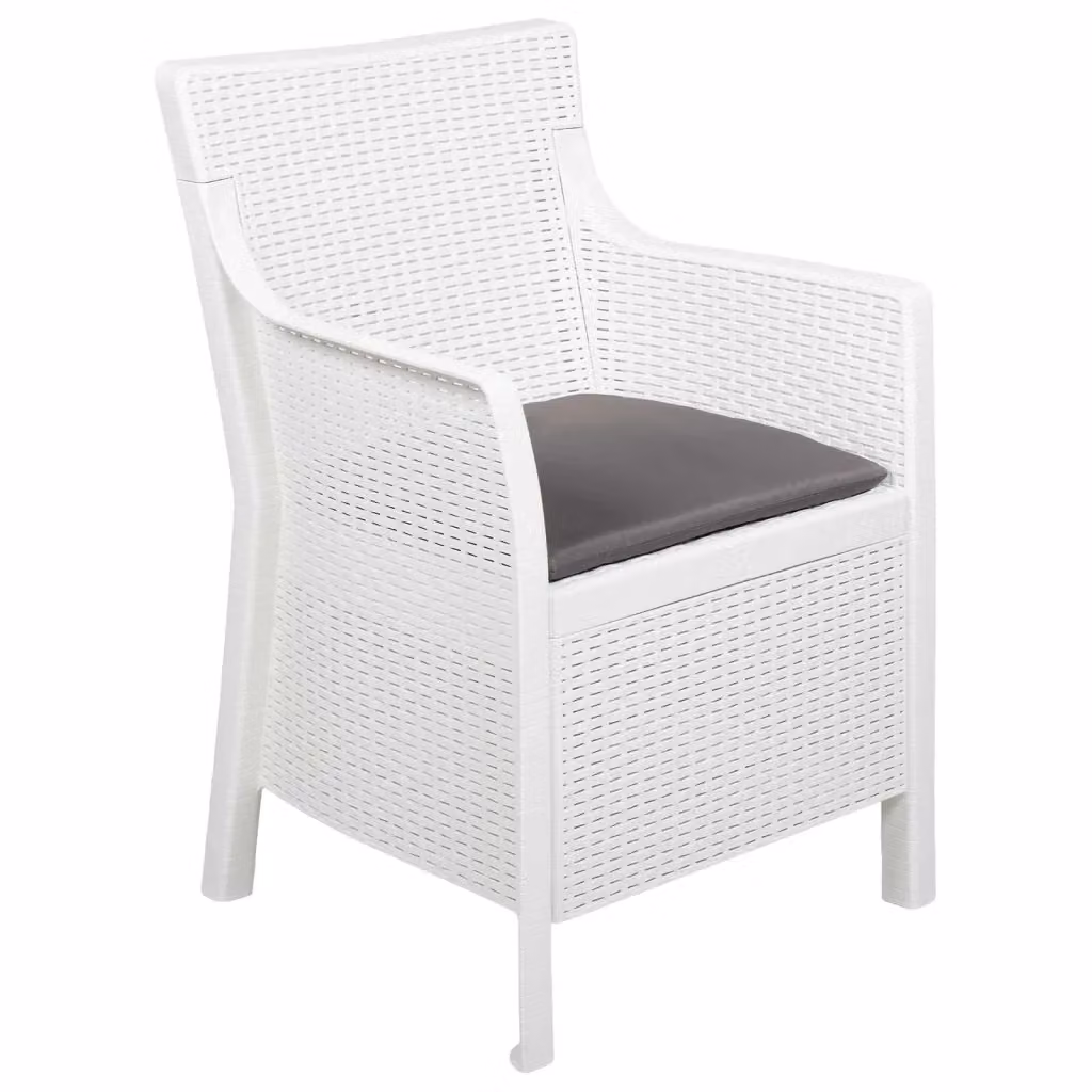 Poltrona-Poltroncina Bianco in Plastica dal Design Minimalista per Giardino, Balcone o Terrazzo, H 89 x L 54 x P 55 cm – 2