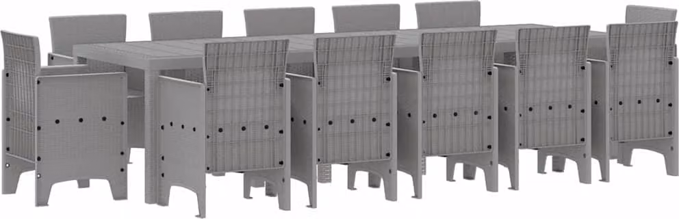 Set da Pranzo per Giardino 13 pcs Grigio chiaro Poly Rattan