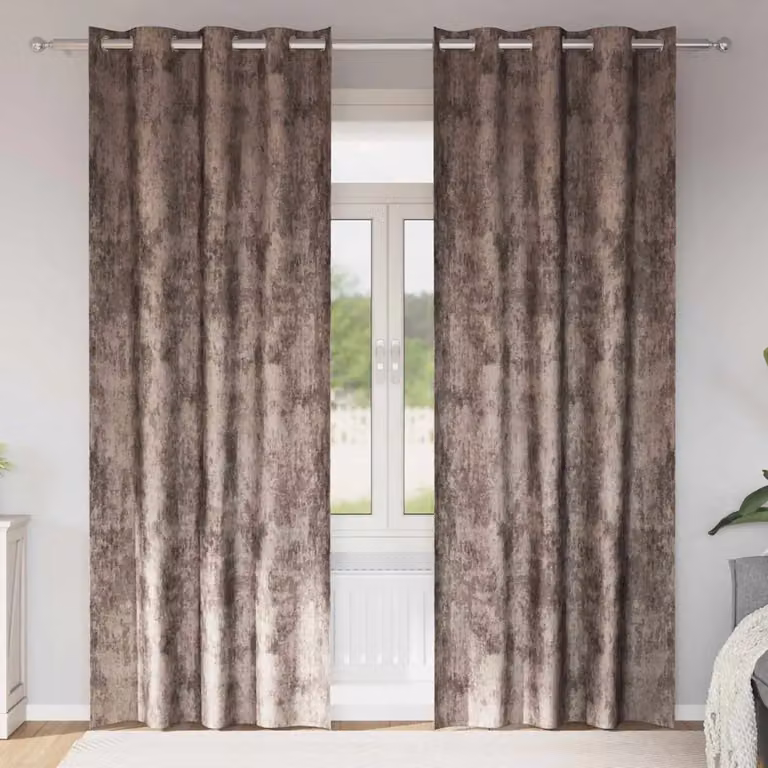 Set di 2 tende oscuranti in velluto vidaXL, colore beige, termoisolanti, con occhielli, L: 140 cm x H: 260 cm