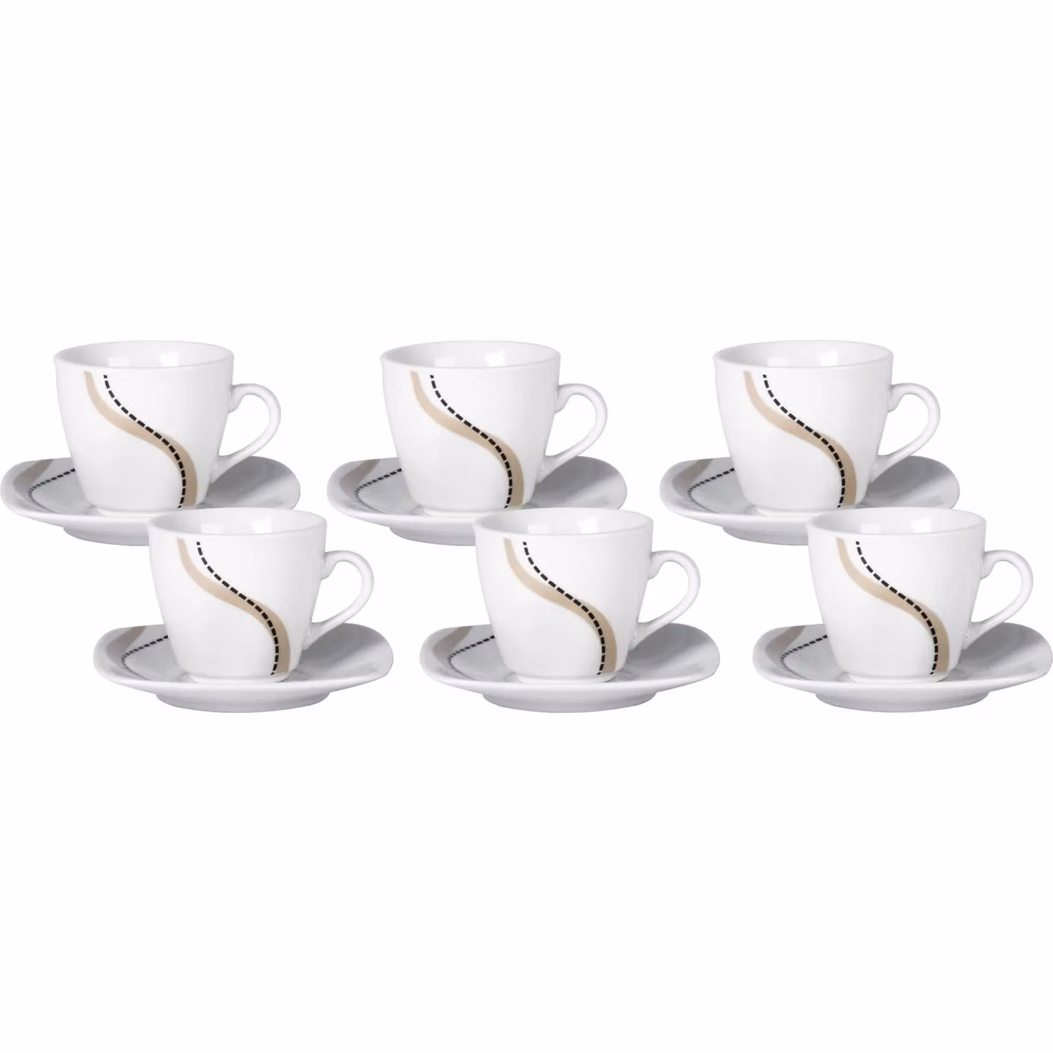 Servizio da caffè Flexy GUSTO CASA in porcellana bianca con 6 tazzine e piattini