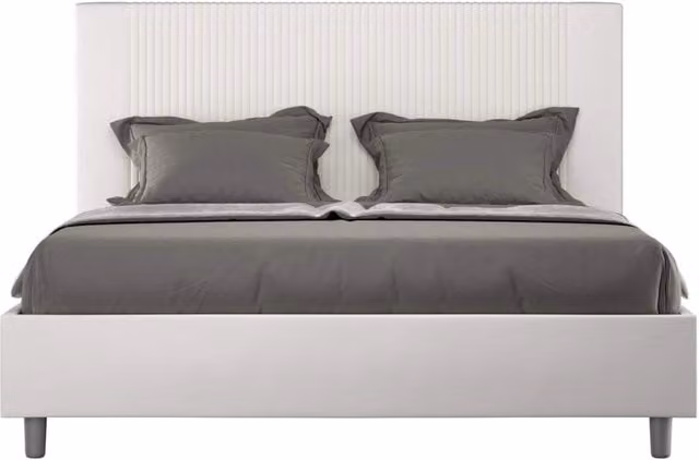 Letto matrimoniale king size con contenitore Ityhome Goya imbottito in similpelle bianco L: 170 cm, P: 210 cm