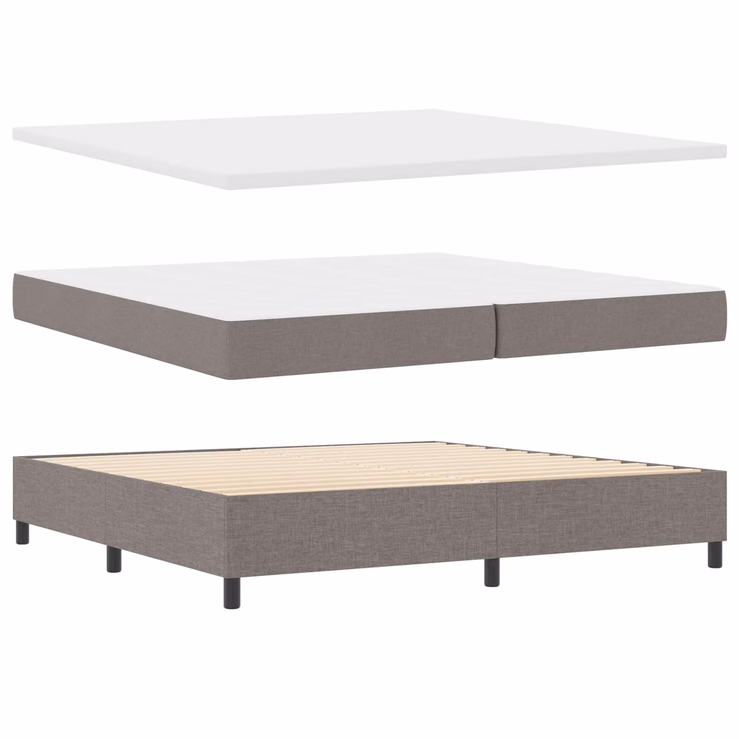 Letto a molle vidaXL con strisce LED e porte USB, rivestimento in tessuto, L/P/H: 200 x 200 x 203 cm