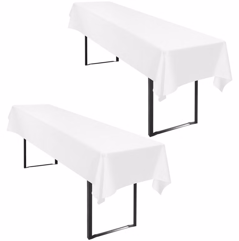2 tovaglioli per tavola, set per birreria, 110 x 260 cm, colore bianco, in poliestere