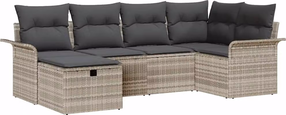 Set Divano da Giardino con cuscino 6 pcs Poly Rattan