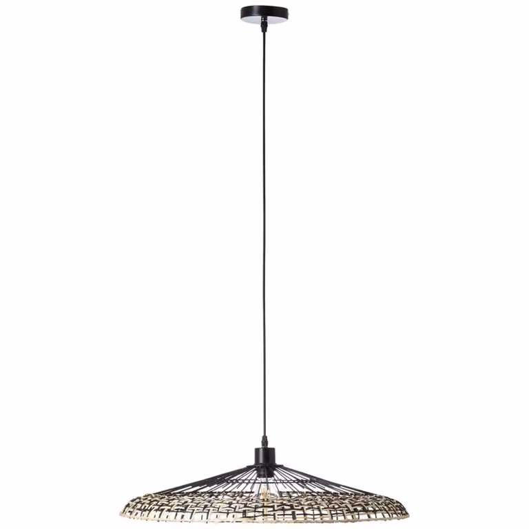 Lampada a sospensione Fixi a 1 luce, nero/naturale