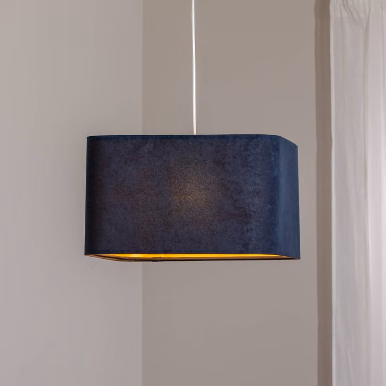 Lampada a sospensione Kwadro Maco Design, dimmerabile, Blu, Soggiorno / Sala da pranzo, Tessuto / Stoffa / Seta, Lampada a sospensione