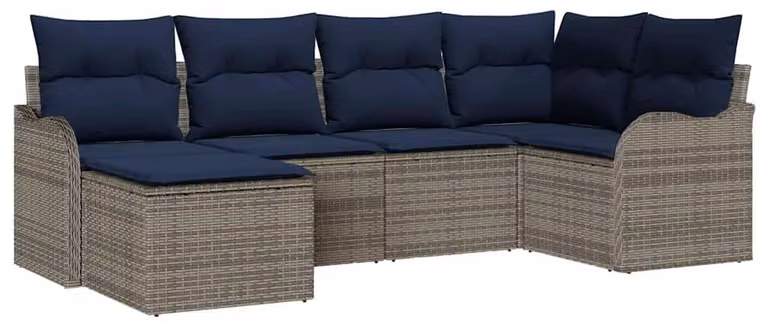 Set di divani da giardino in rattan grigio