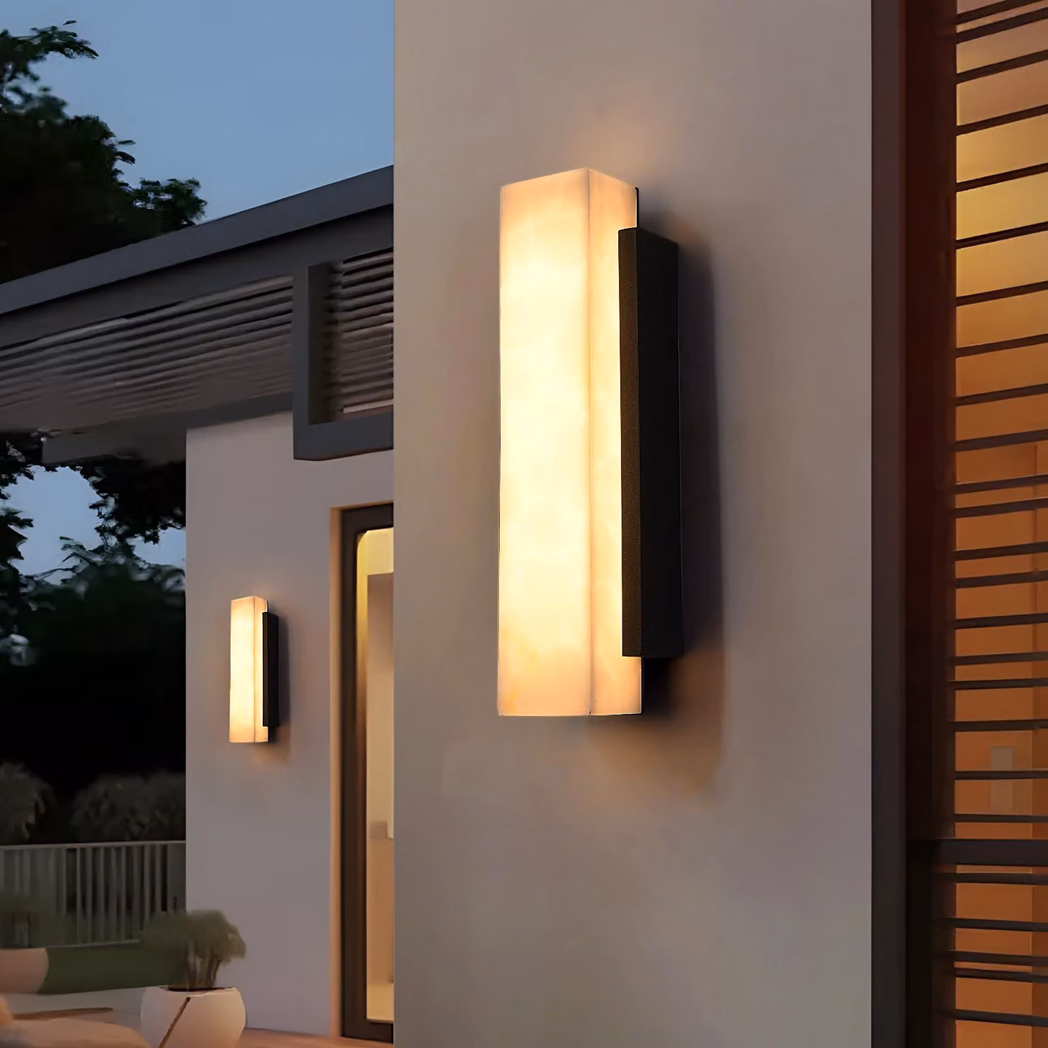 Lampada da parete esterna a LED, acciaio inossidabile, aspetto marmo, 45 cm, 12 W, luce bianco caldo