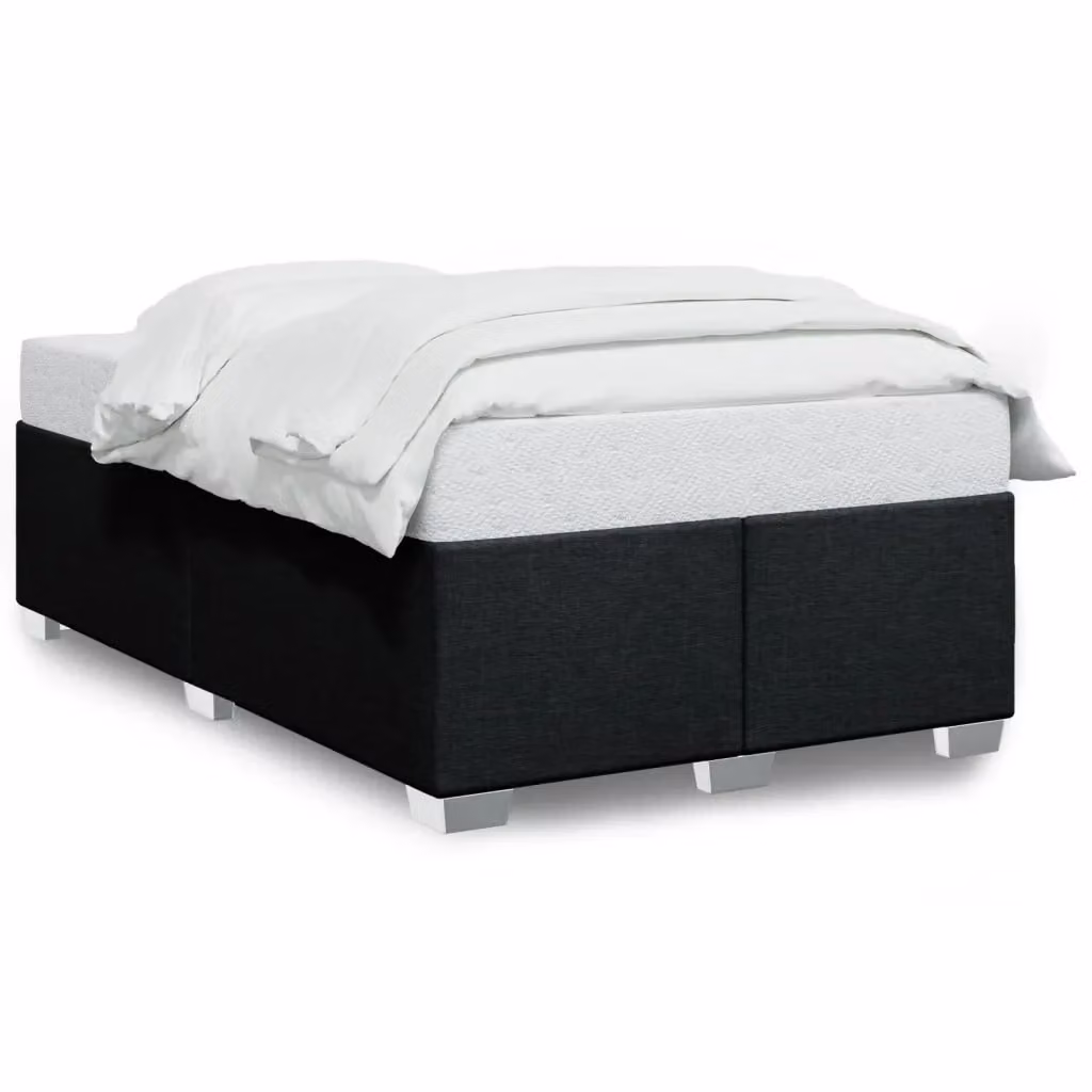Giroletto vidaXL in tessuto nero con doghe in legno, L 120 x P 200 cm – 2