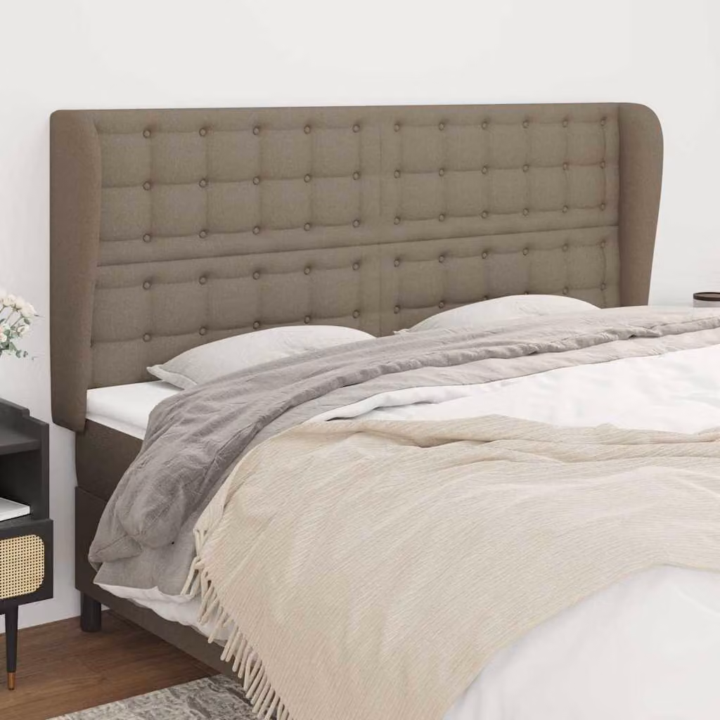 Testiera ad Orecchio vidaXL in Tessuto Beige/Grigio L: 163 cm, P: 23 cm, H: 118/128 cm – 1
