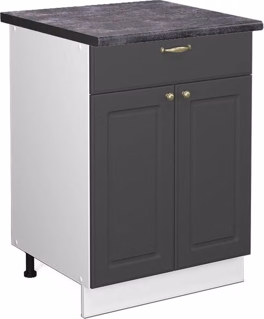 Mobiletto base per cucina Fame-Line Oro-antracite rustico/Bianco 60 cm con cassetto, PL Antracite Vicco