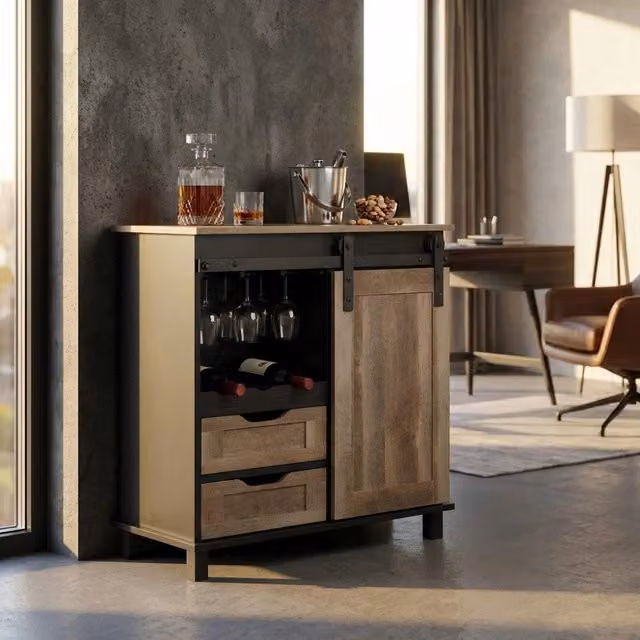 Mobile Cosma Yvan in legno e ferro marrone L: 80 cm, P: 40 cm, H: 82 cm