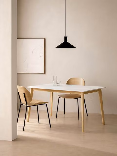 Tavolo da pranzo rettangolare Basic Kenay Home in legno bianco, Altezza: 75 cm