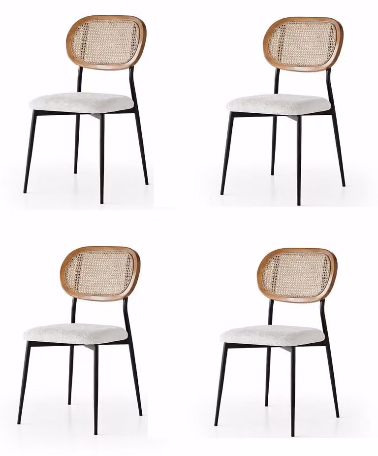 Set di sedie, 4 sedie moderne in tessuto, comode, bianche, morbide e confortevoli